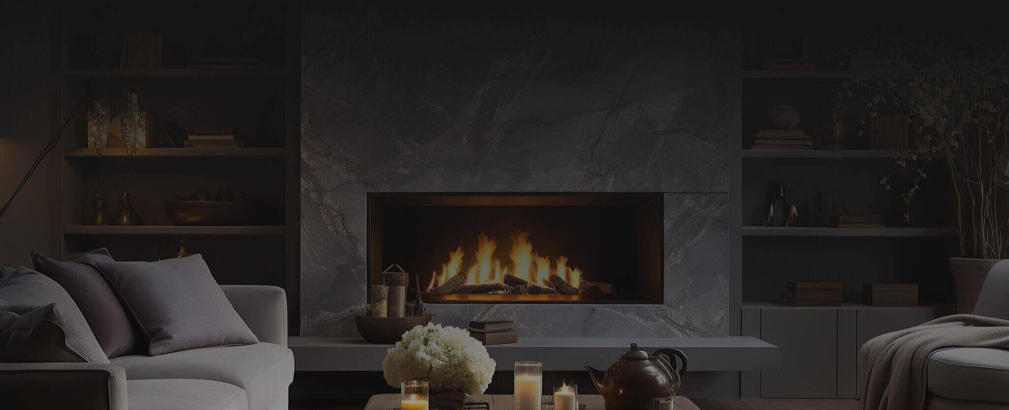 Cozy living room with a lit fireplace, showcasing Tahoe Chimney & Fireplace services for chimney sweep in Stateline, CA